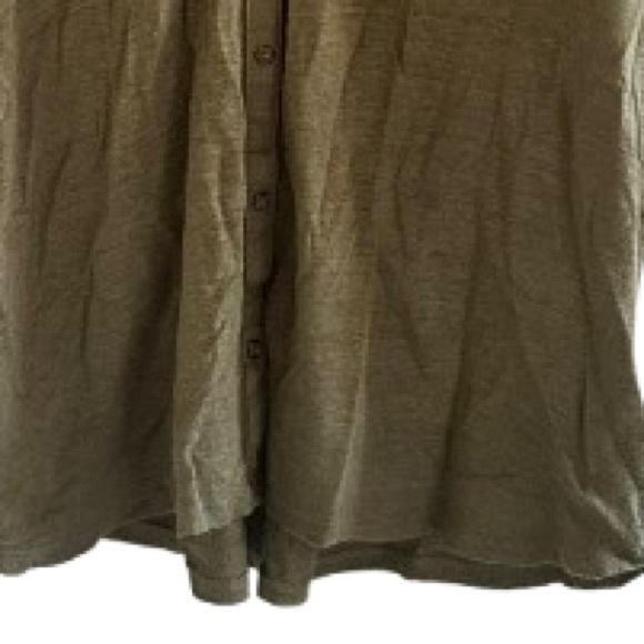 Sigrid Olsen Linen Olive Button‑Up Top L Quiet Luxury Cottagecore Minimalist - Picture 5 of 9